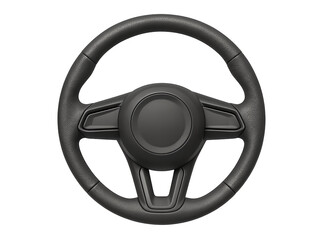 Black steering wheel isolated on transparent background 