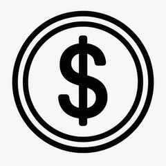 Obraz premium Isolated dollar sign icon, a clear black illustration representing money, finance, and investment on a clean white background. Perfect for business, economic concepts, and financial applications.