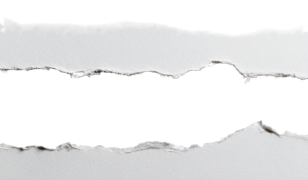 Ripped paper with torn edges, two horizontal strips