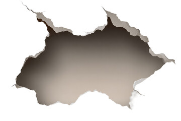 A ragged hole punched through a dark gray surface