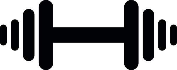 Simple black silhouette of a dumbbell on a white background