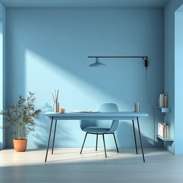 laptop and lamp on table
