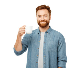 Happy man enjoying coffee