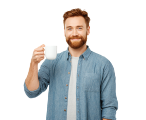 Happy man enjoying coffee