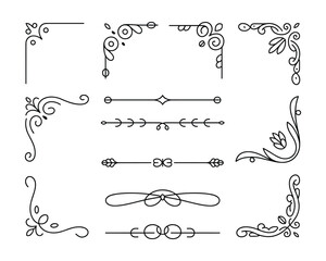 Floral and Ornate Decorative Frames with Elegant Swirls Vector Art