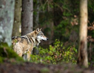 Obraz premium Gray wolf in a forest