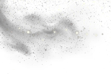 Sparkling background with gray smoke isolated on transparent background
