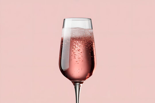 pink champagne in glass