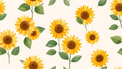 Obraz premium Delicate sunflower pattern on white