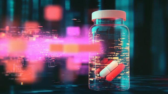 Medicine of the future, pills emerging from digital data stream