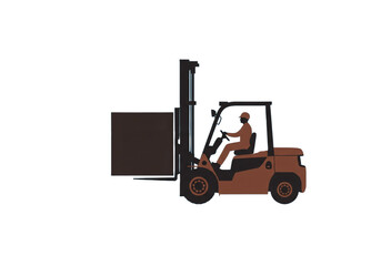 Fototapeta premium Forklift Silhouette Illustration – Industrial Machinery in Operation for Logistics, Warehousing, and Safety Training
