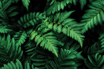 Fototapeta premium Green ferns create a lush and vibrant backdrop in a serene natural setting during daylight hours