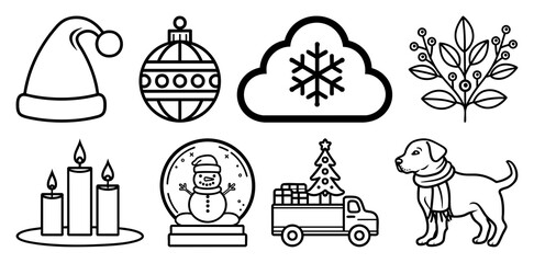 PNG Festive holiday icon collection, element set on transparent background