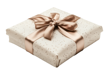 Close up of a beautifully wrapped present with black ribbon and floral patterned paper for christmas, birthday or other holiday