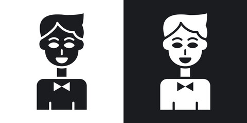 Ventriloquist icons vectors in solid black and white style