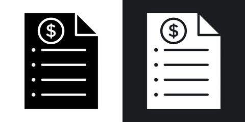 Price list icons vectors in solid black and white style
