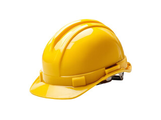 Bright yellow hard hat safety equipment construction worker, Isolated On white, Png Transparent