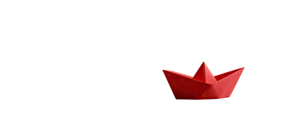 Red origami boat on black background (1)