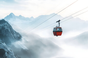 Scenic Mountain Cableway Adventure: Breathtaking Alpine Gondola Views in Winter