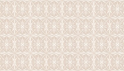 Fototapeta premium A detailed, symmetrical pattern in muted beige, composed of floral and geometric forms
