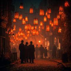 Halloween celebration, ghosts, Halloween greeting cards, pumpkin, candy, carriage, witch, cute vampire, skeleton, cute skeleton, skeleton for Halloween, ghost with smartphone and laptop