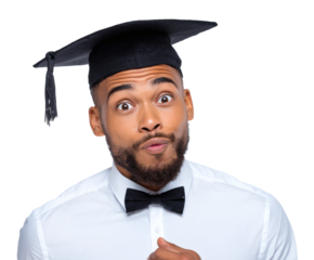 Young graduate with a surprised expression