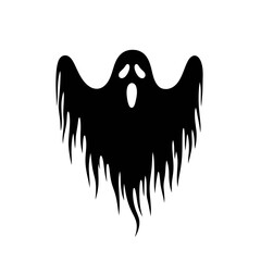 Vector art of mysterious ghost silhouette, a spectral figure with flowing robes and a haunting presence