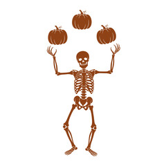 Vector art of skeleton juggling pumpkins, a fun and festive halloween illustration
