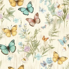Vintage Floral Butterfly Pattern with Soft Pastel Blooms and Butterflies is elegant, romantic and timeless