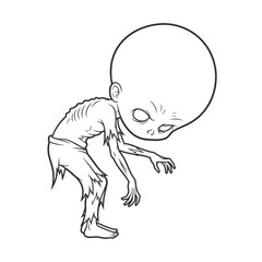 Vector art of creepy zombie character with a large head, perfect for halloween designs