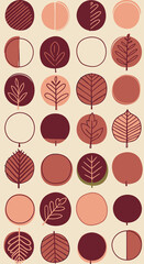 Cut-out leaf circles repeated in a tidy grid pattern in pastel colors  
