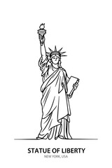 Statue of Liberty New York Vector Line Art Illustration on White Background – Famous Monument Outline © Varsha