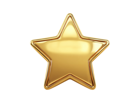 Shiny golden star award icon isolated on black background, Isolated On white, Png Transparent