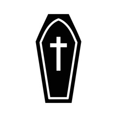 Obraz premium Illustration of a black coffin with a white cross, representing death and burial