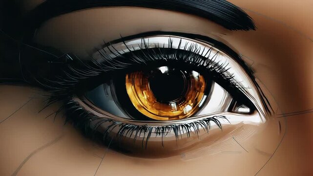Futuristic bionic eye scanning showing augmented reality technology