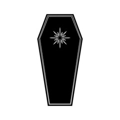Vector art of black coffin with a star, representing death, funeral, or gothic themes