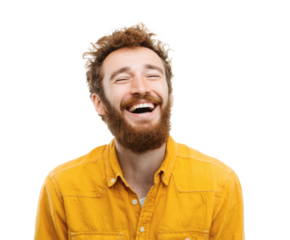 Joyful Man with a Beard Laughing