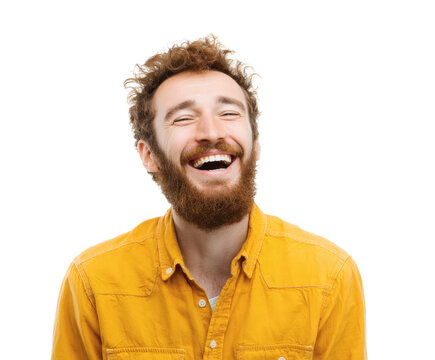 Joyful Man with a Beard Laughing