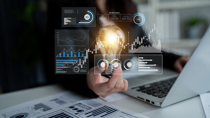 Sales data analysis dashboard showing performance, trends, and insights. Sales data tracks growth,...