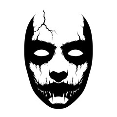 Vector art of terrifying cracked mask, perfect for halloween or horror themed designs