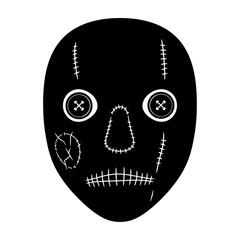 Vector art of creepy button eyes mask, a spooky and unsettling image for halloween designs