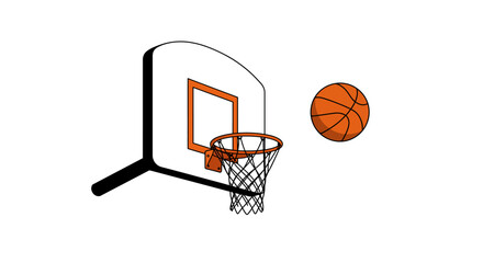 Naklejka premium Minimalist basketball hoop and ball design on white background