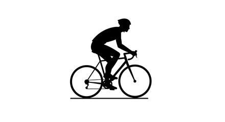 Obraz premium Cyclist silhouette riding a bicycle in profile on a white background
