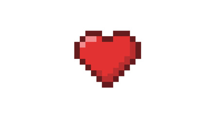 Obraz premium Retro pixel art heart icon on white background for gaming and design