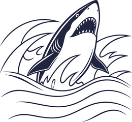 Vector shark jumping out of the ocean, a tribal animal silhouette design