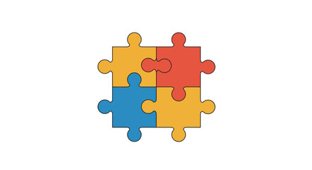 Naklejka premium Colorful jigsaw puzzle pieces in simple flat design on white background