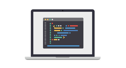Coding interface displayed on laptop screen with colorful code snippets