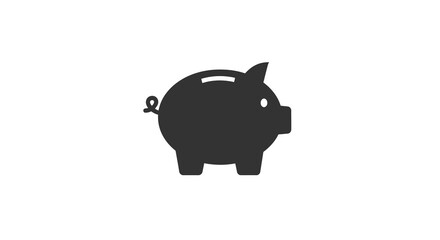 Minimalist silhouette of piggy bank icon in black on white background