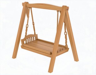 Wooden swing, light brown hue, simple design, child's play