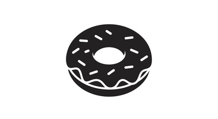 Black and white donut icon with sprinkles